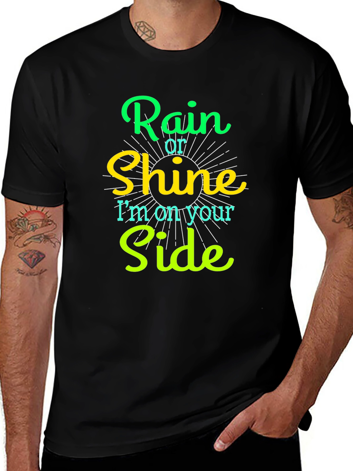 Variant 10 of Rain or Shine Graphic Tee - Men's Black T-Shirt