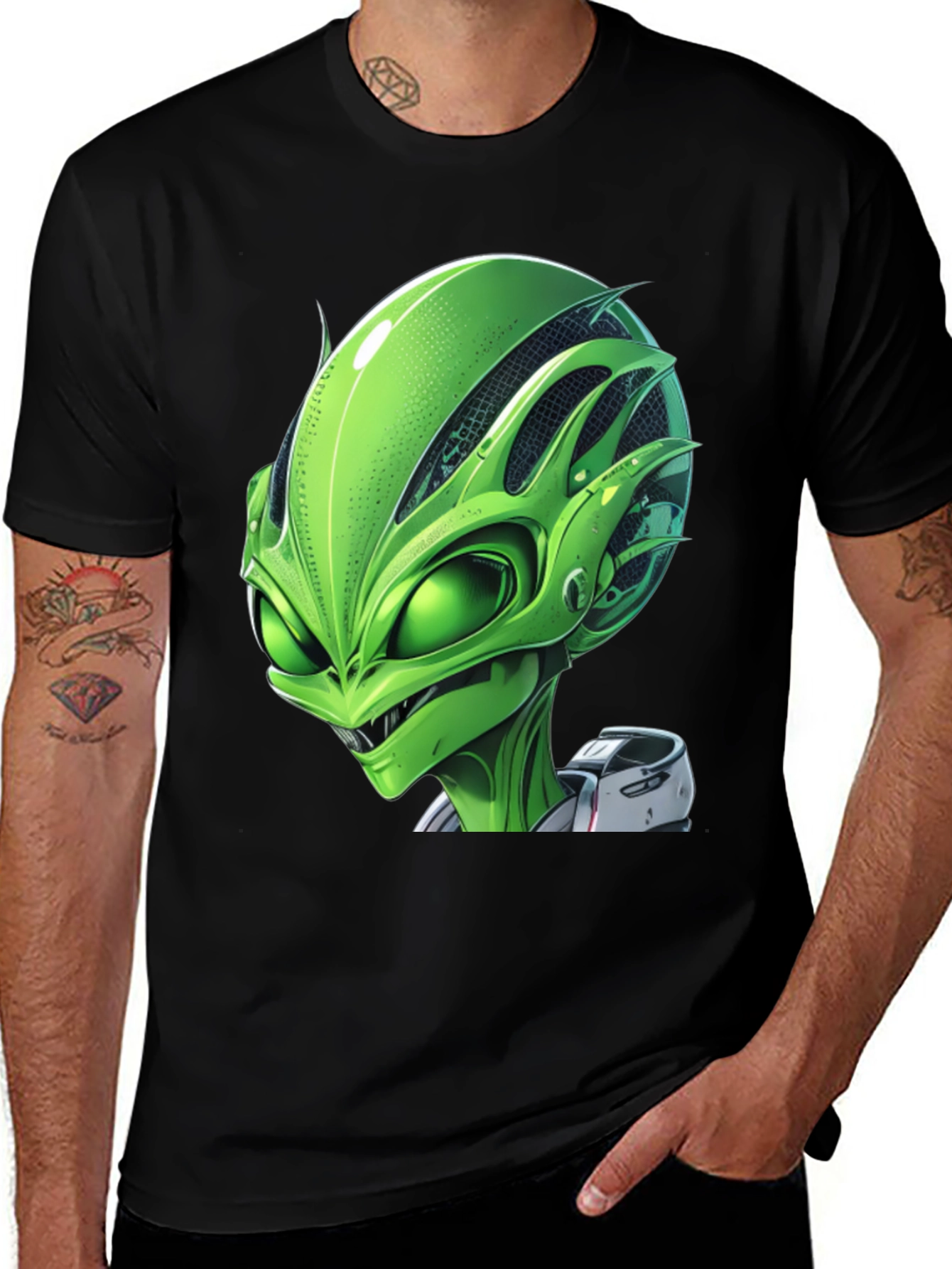 Variant 2 of Alien Graphic Tee - Black Crew Neck