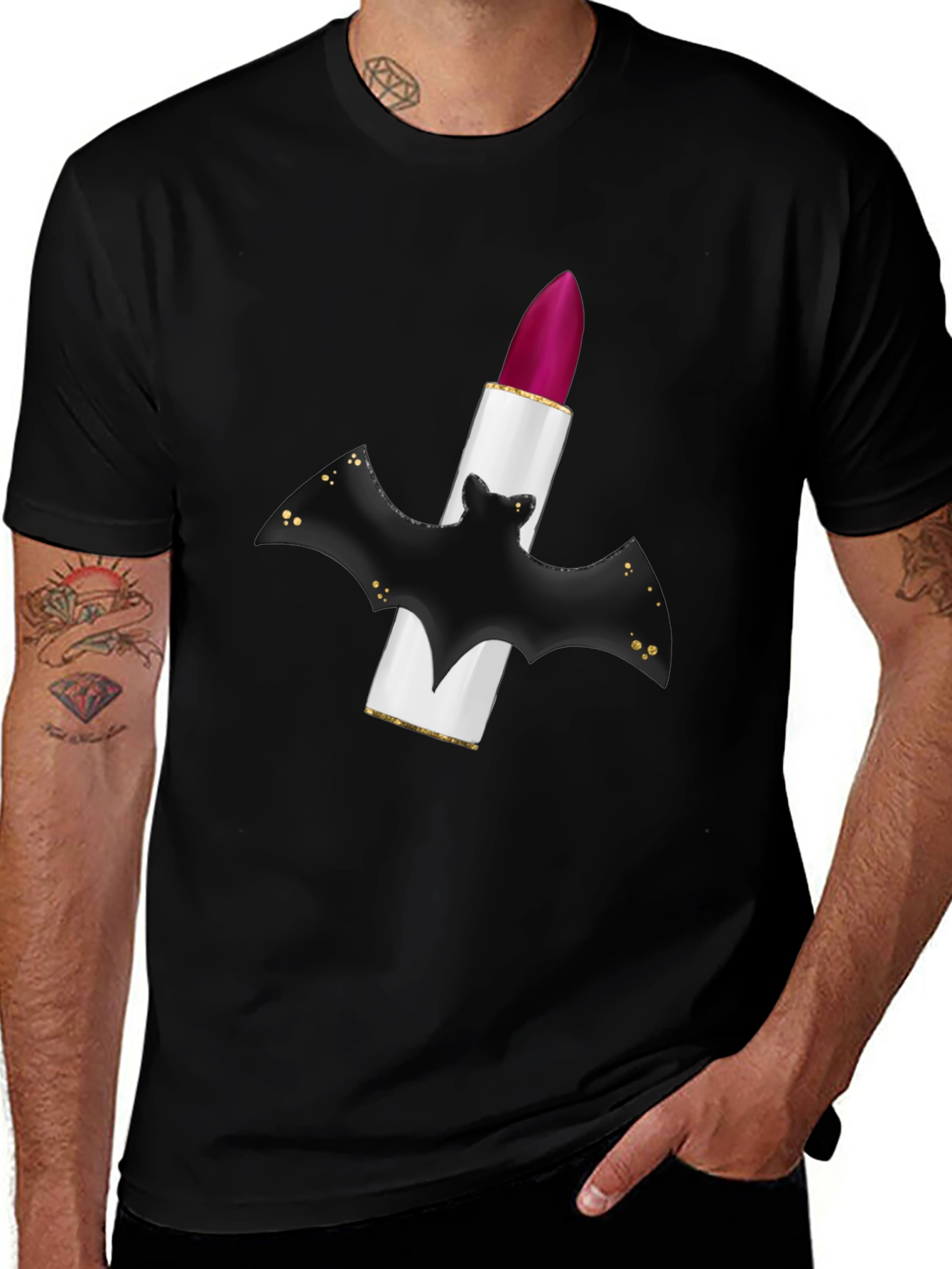 Variant 12 of Bat Lipstick Graphic Tee - Unique Halloween Style