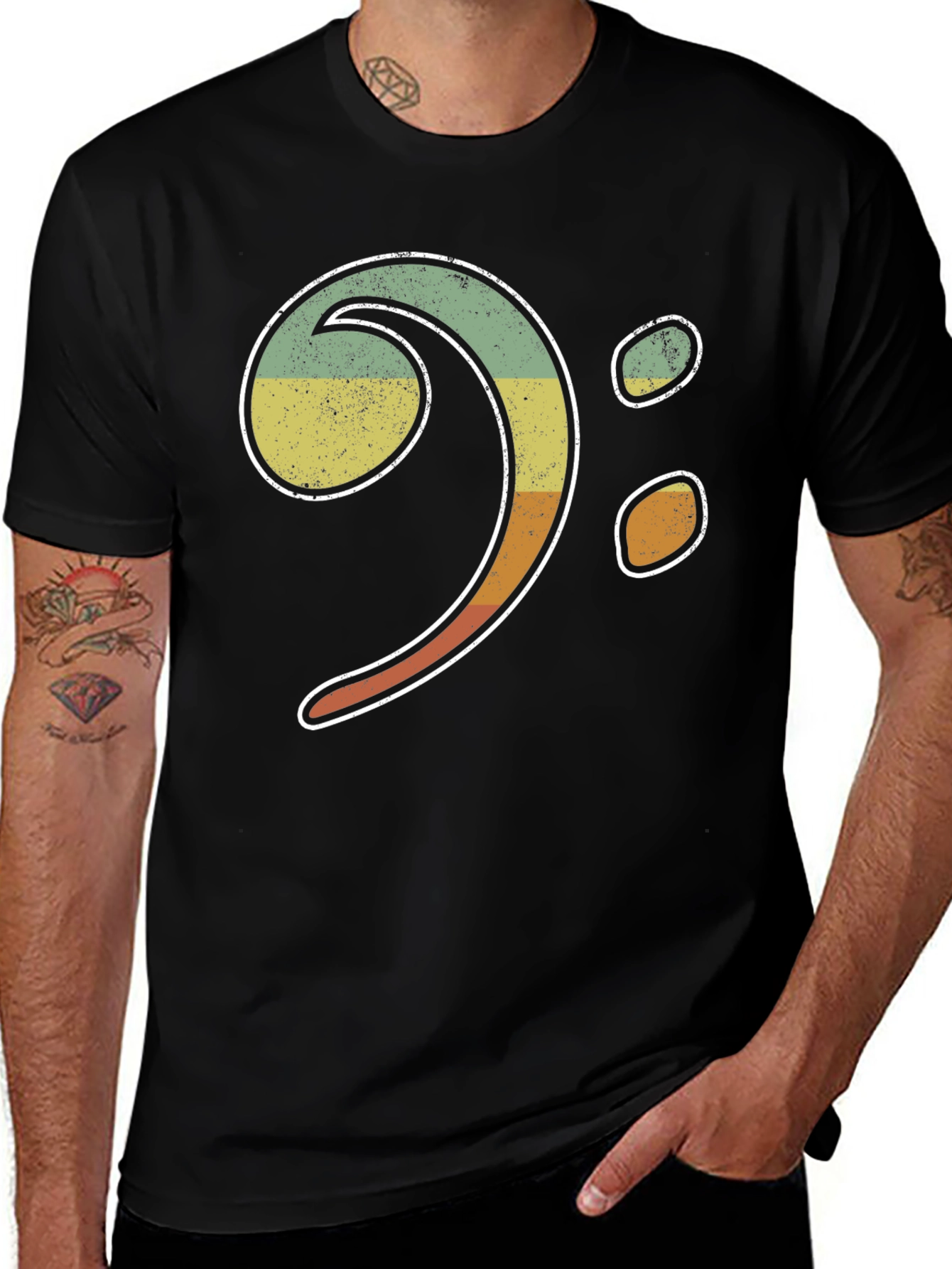 Variant 8 of Retro Bass Clef Music T-Shirt - Vintage Style