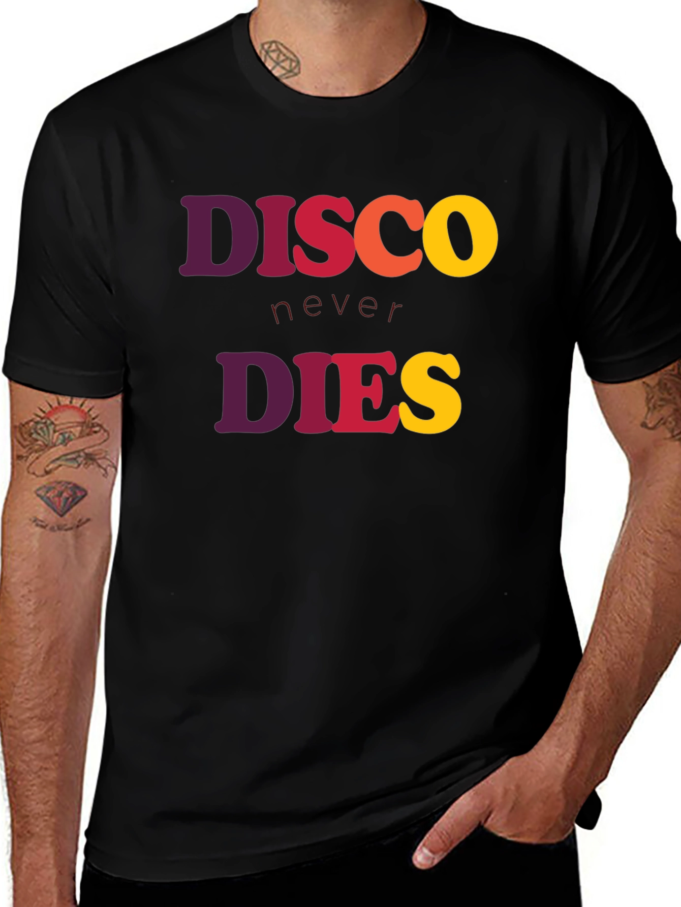 Variant 22 of Disco Never Dies Graphic Tee - Retro Style