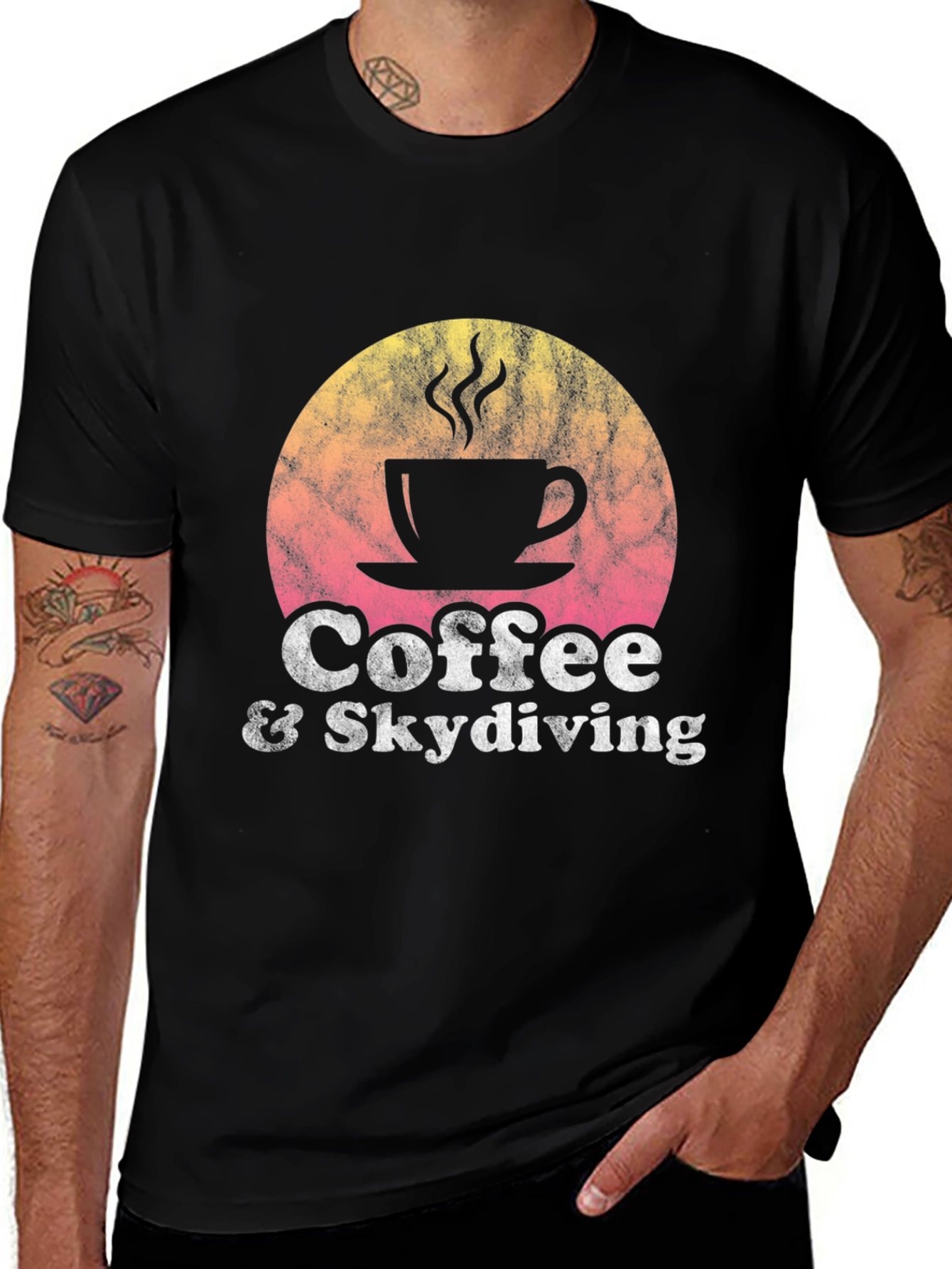 Black Coffee & Skydiving Graphic T-Shirt main image