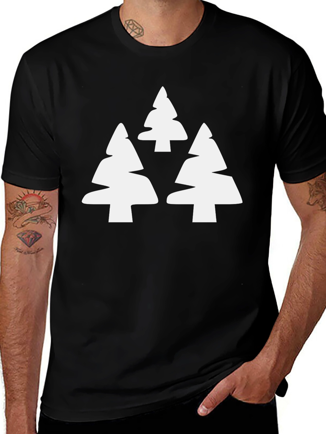 Variant 5 of Modern Tree Graphic Tee - Black Casual T-Shirt
