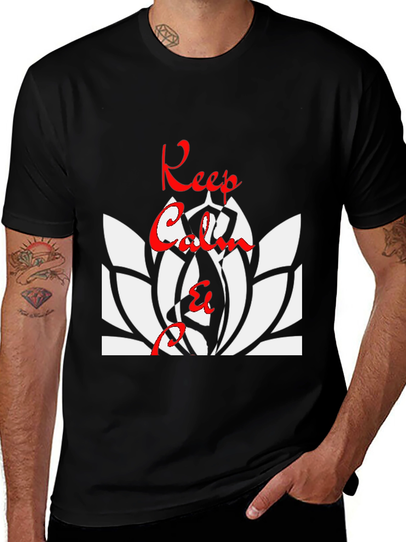 Variant 27 of Keep Calm Lotus Flower T-Shirt - Black