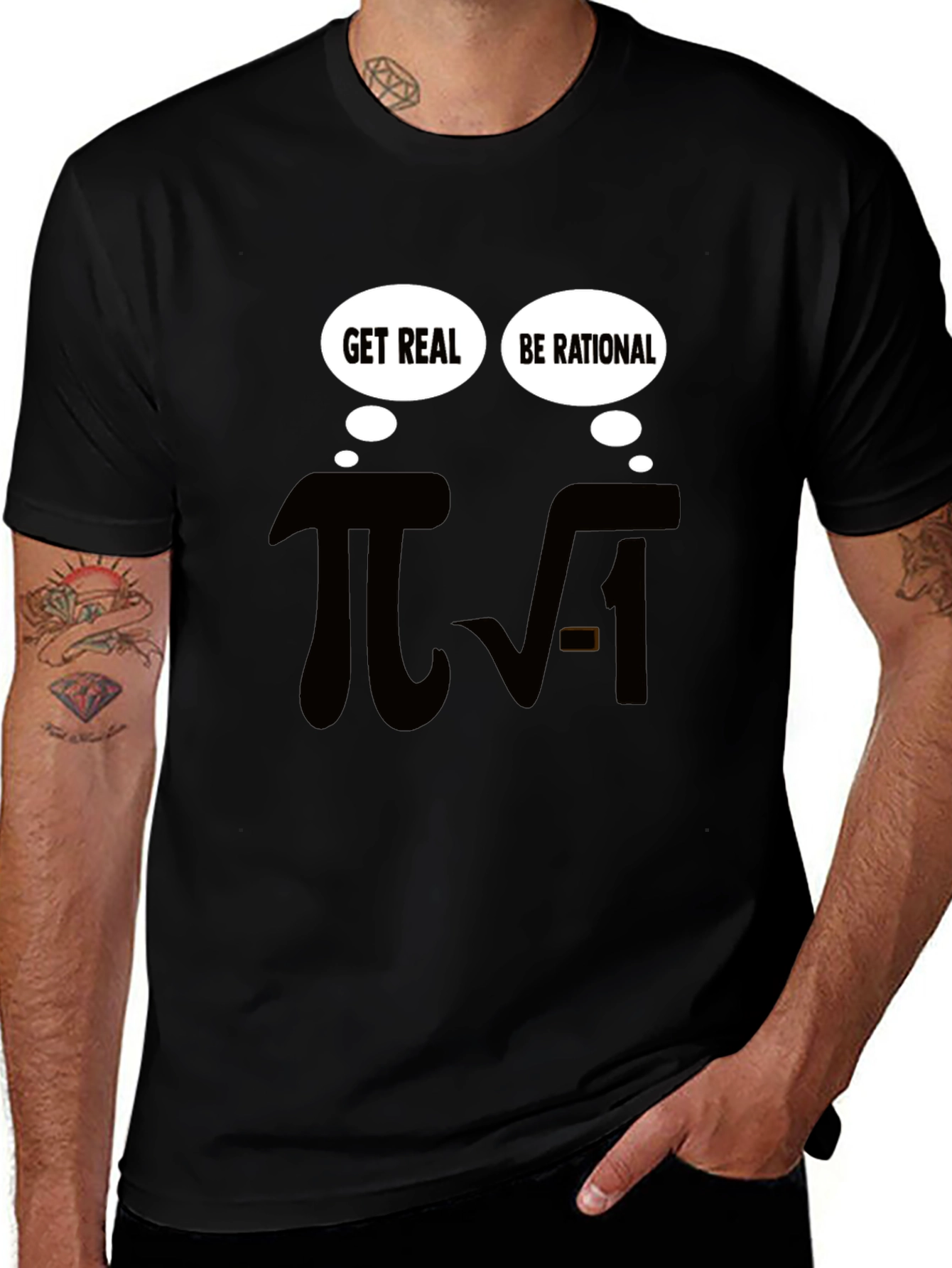 Variant 14 of Math Humor T-Shirt - Be Rational, Get Real!