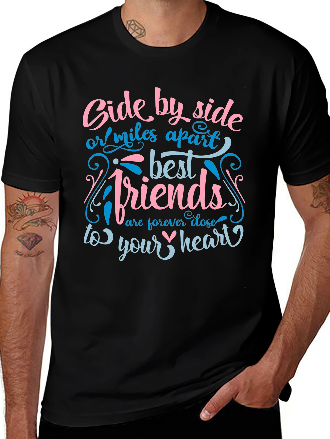 Variant 20 of Side by Side Best Friends Black Graphic Tee