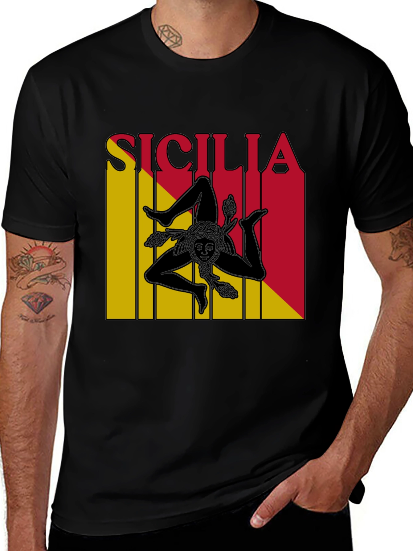 Sicilia Trinacria T-Shirt - Black