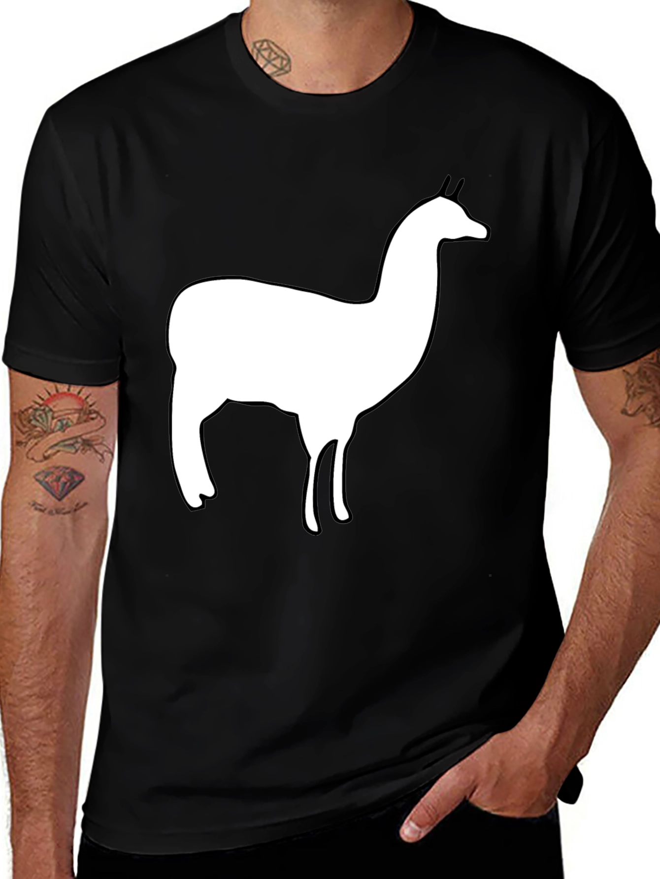 Variant 17 of Llama Graphic Tee - Classic Black T-Shirt