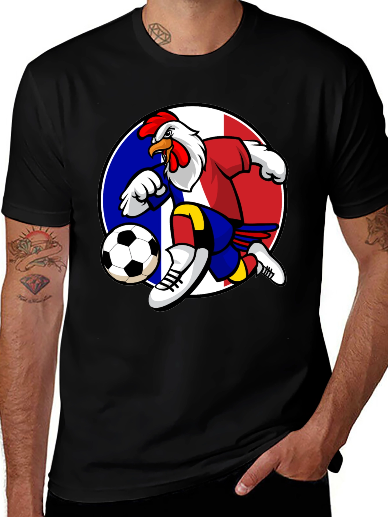 French Rooster Soccer T-Shirt - Black