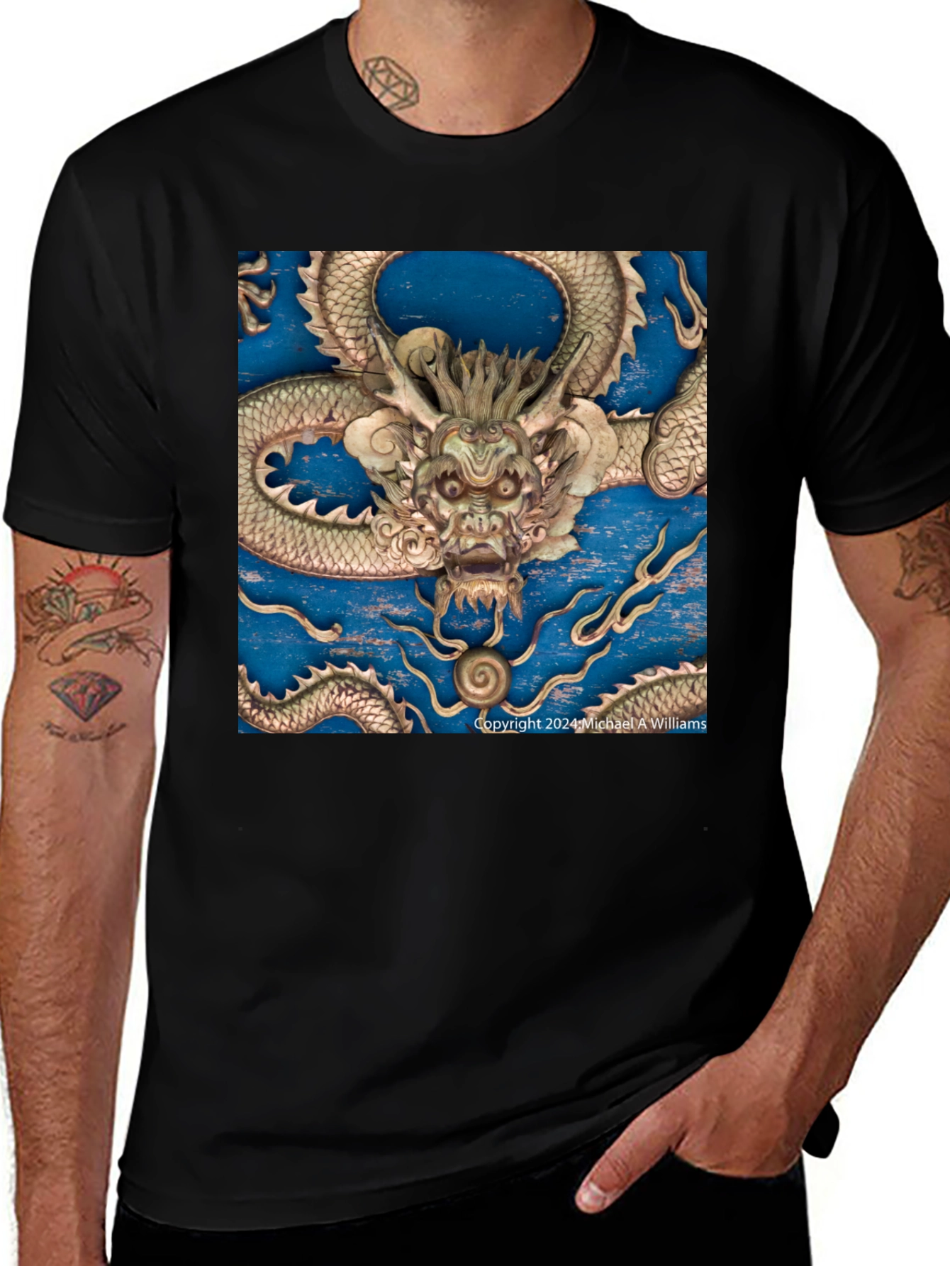 Black Dragon Carving T-Shirt main image