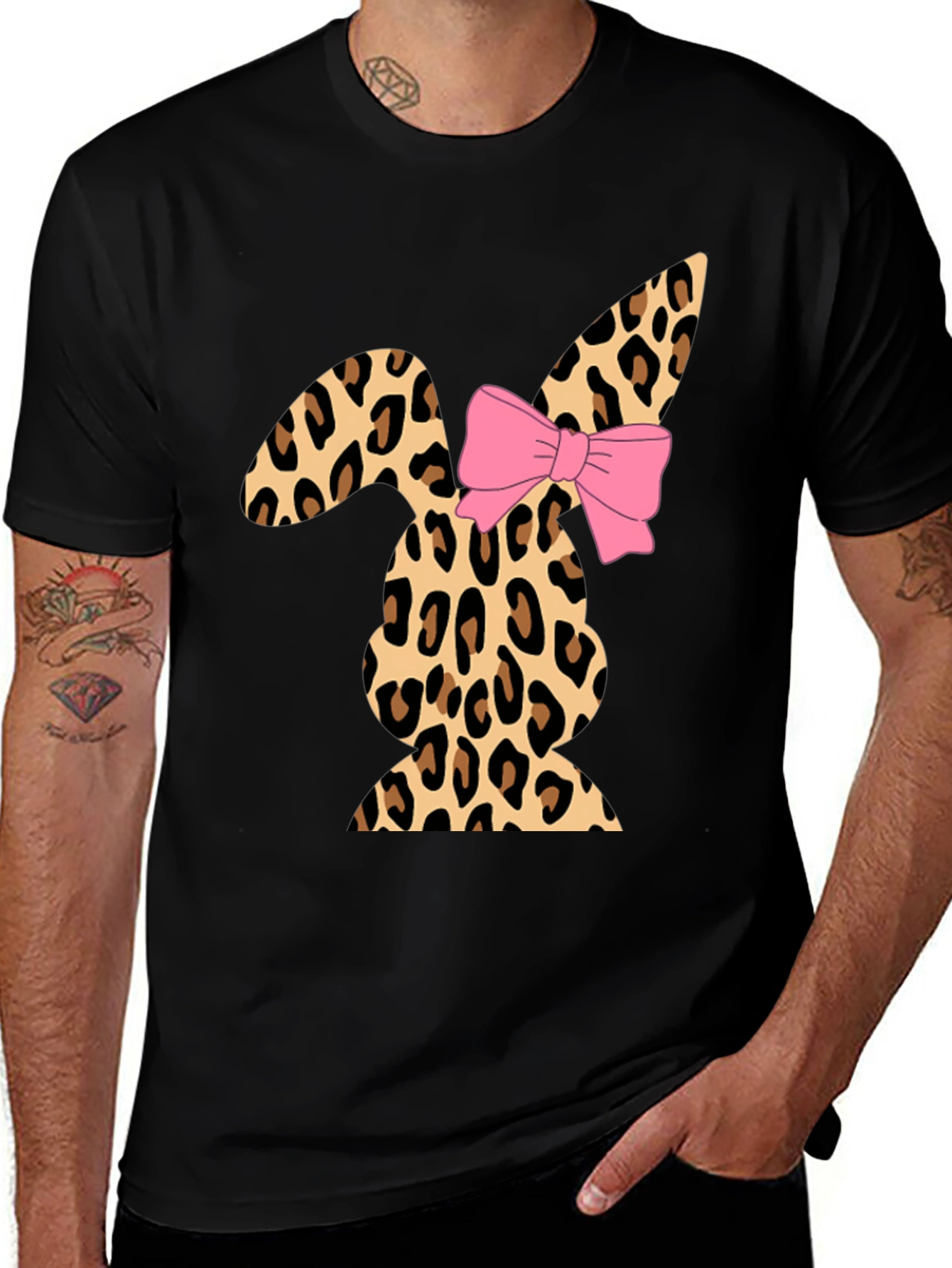 Variant 10 of Leopard Print Easter Bunny T-Shirt with Bow