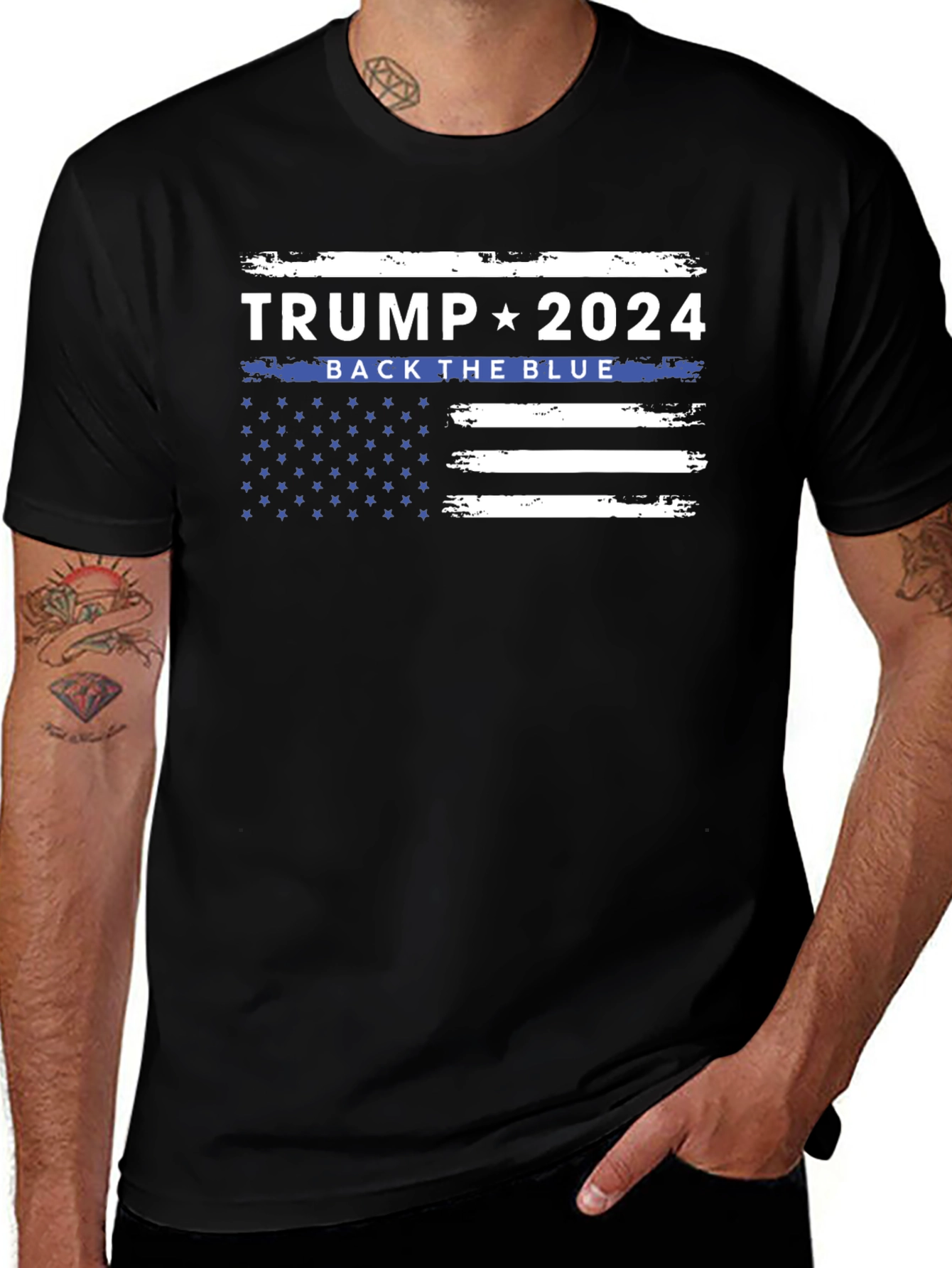 Trump 2024 Back The Blue Graphic T-Shirt
