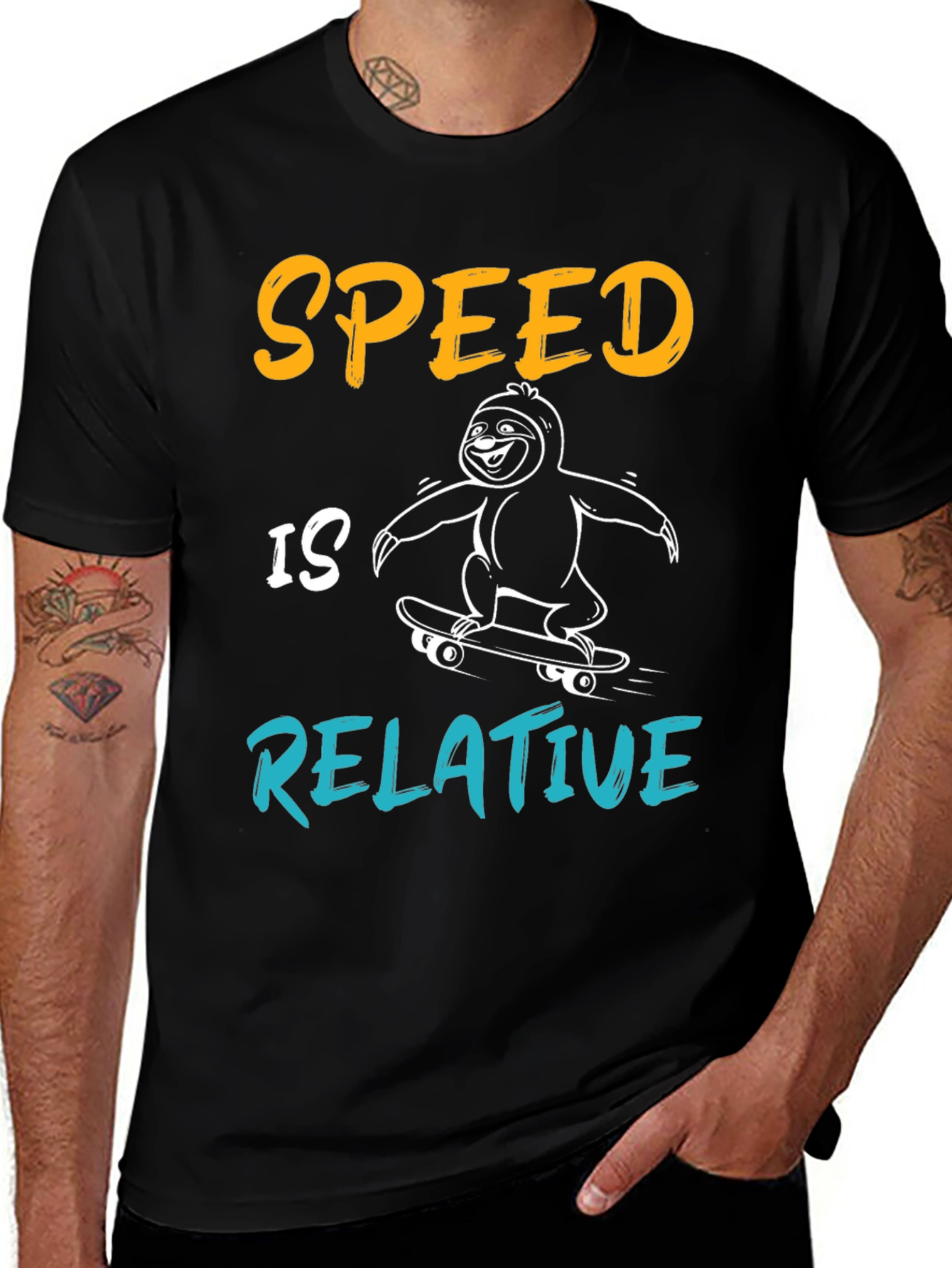Variant 14 of Speed Is Relative Sloth Skateboard T-Shirt