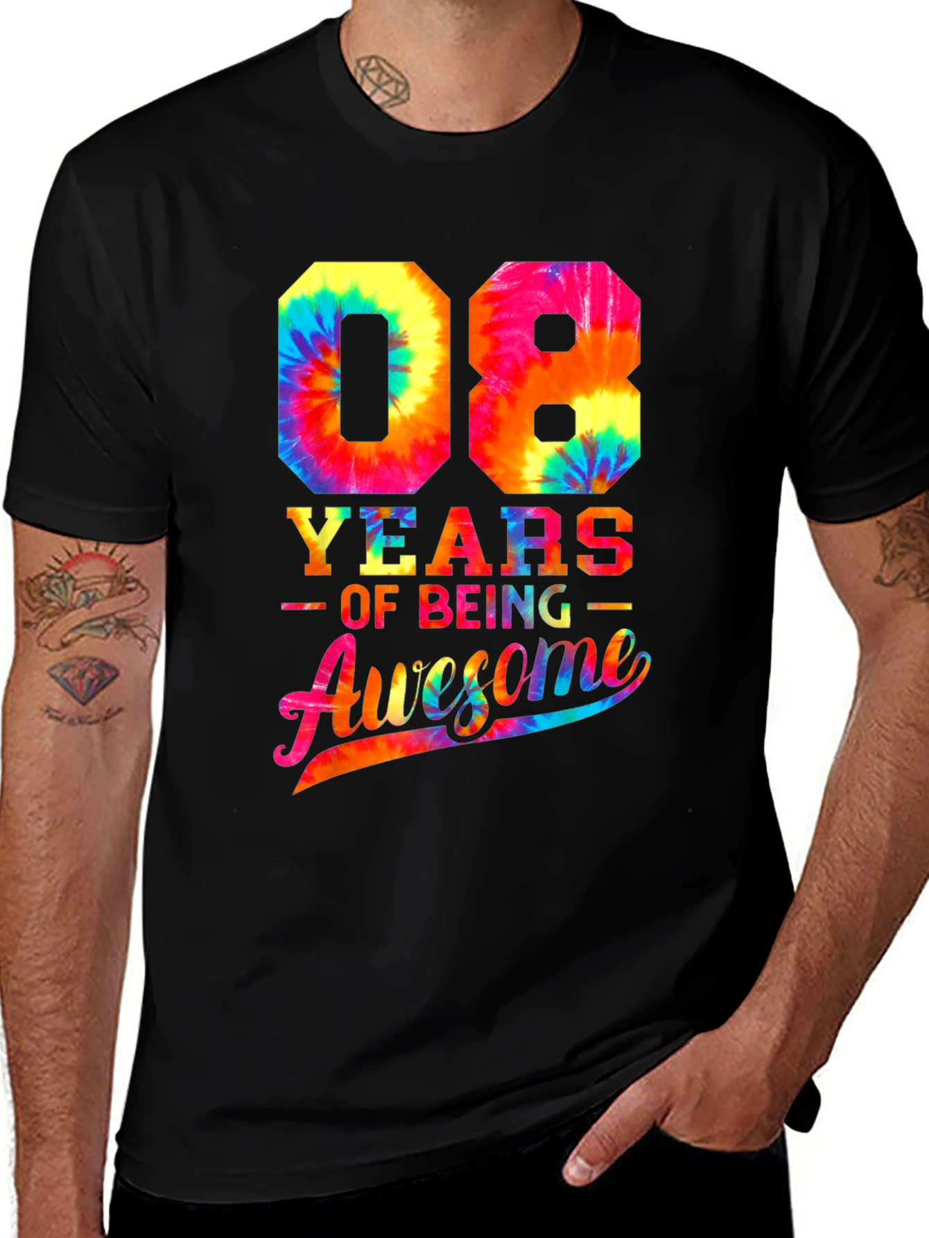 Variant 10 of 08 Years of Being Awesome Tie Dye T-Shirt