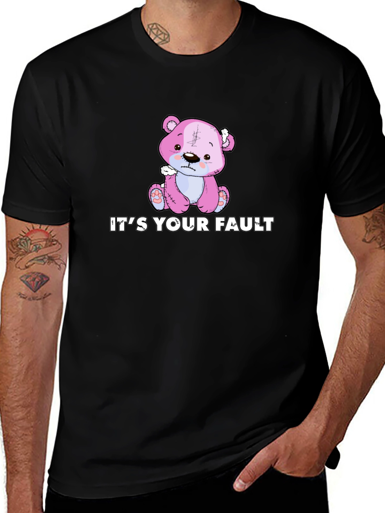 It's Your Fault Graphic T-Shirt - Cute Teddy Bear Design