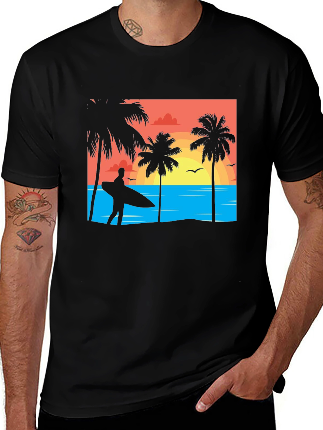 Variant 4 of Sunset Beach Surfer Graphic T-Shirt
