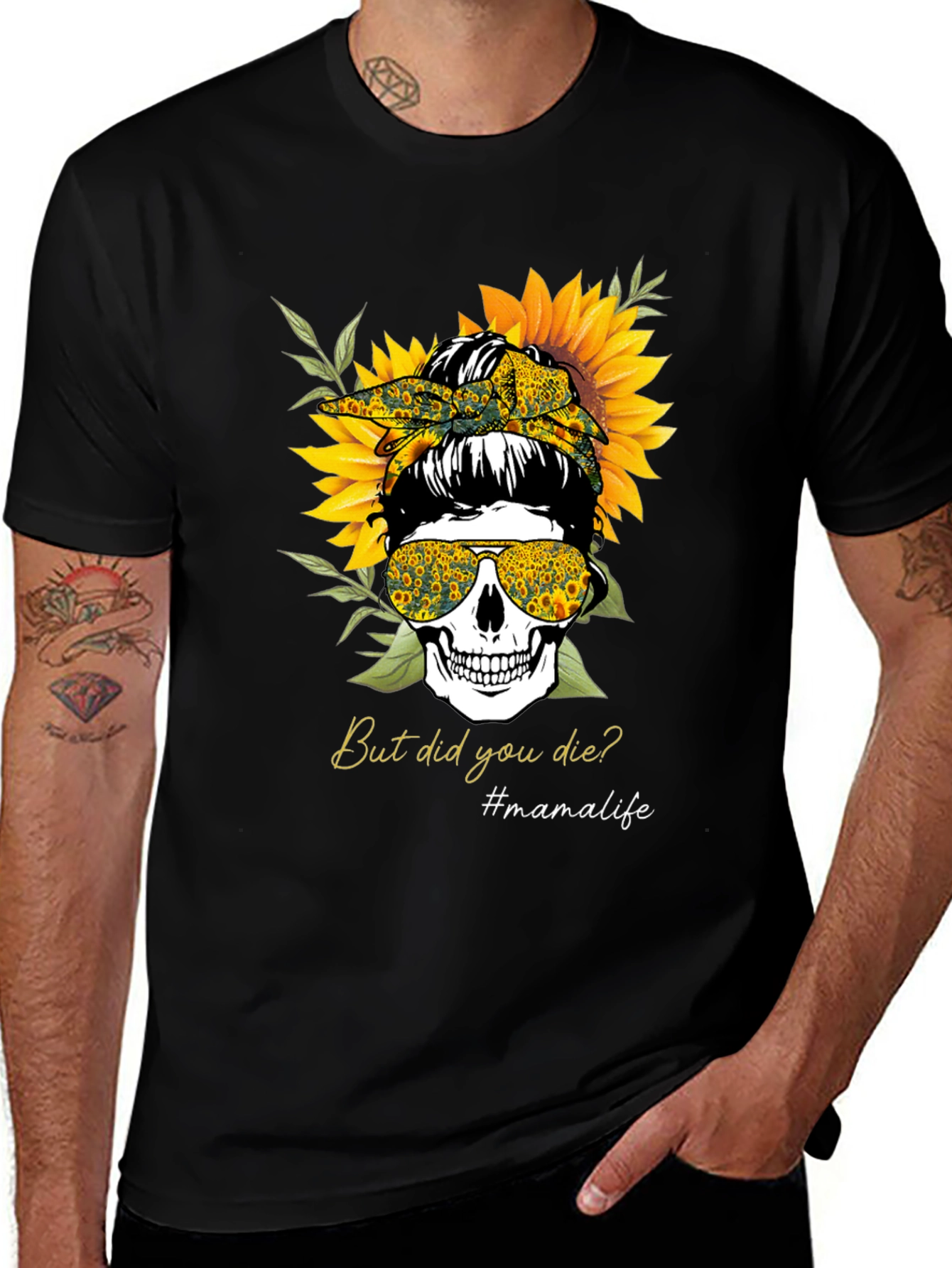Variant 25 of Mama Life Skull Sunflower Graphic Tee