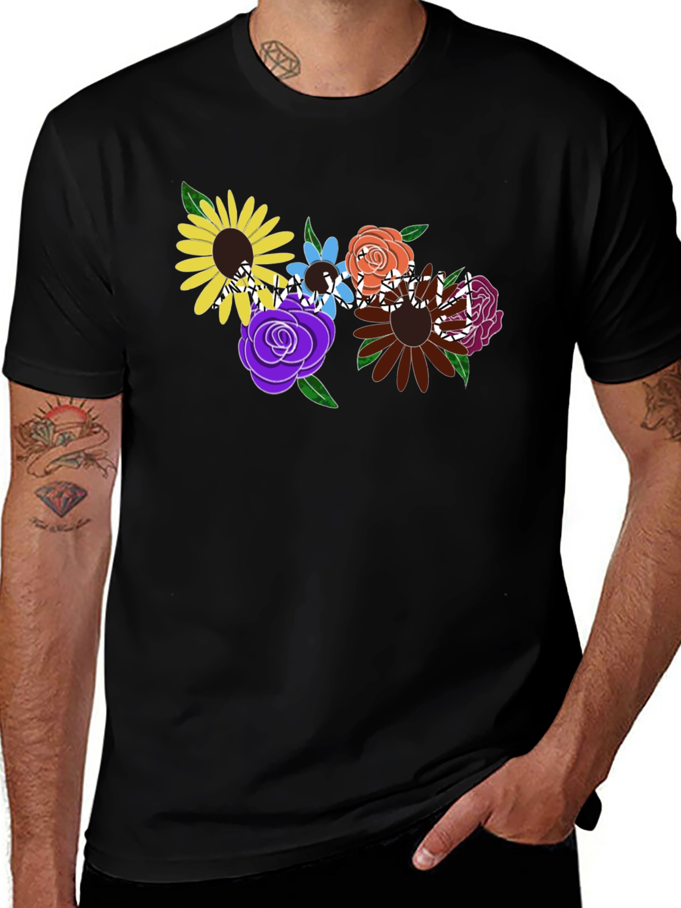 Variant 22 of Floral Graphic Black T-Shirt