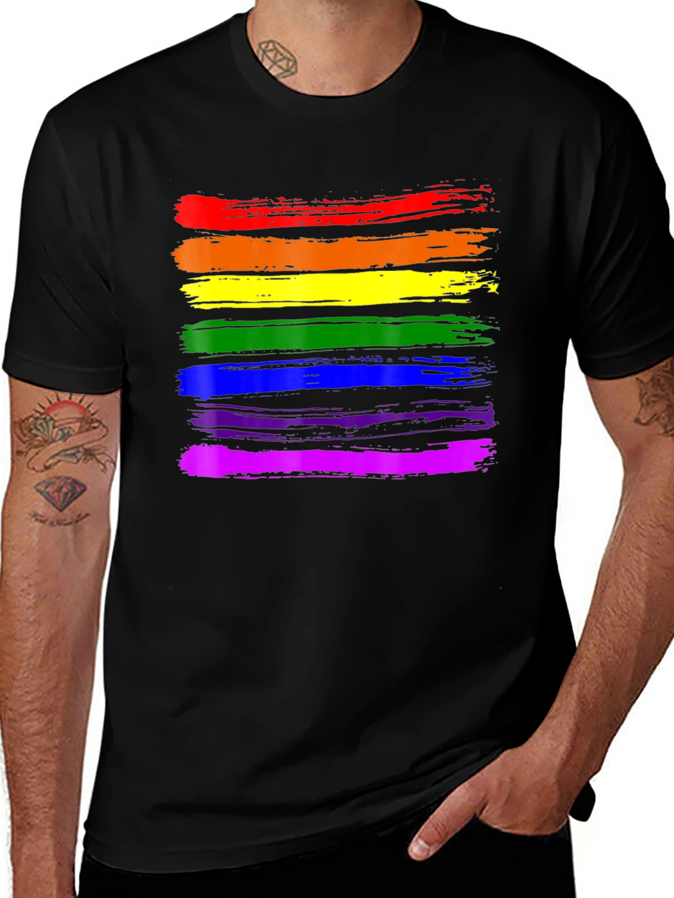Variant 2 of Pride Rainbow Stripe Black T-Shirt
