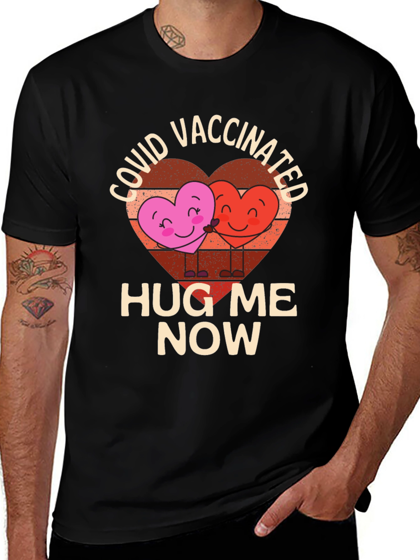 Variant 28 of COVID Vaccinated Hug Me Now T-Shirt