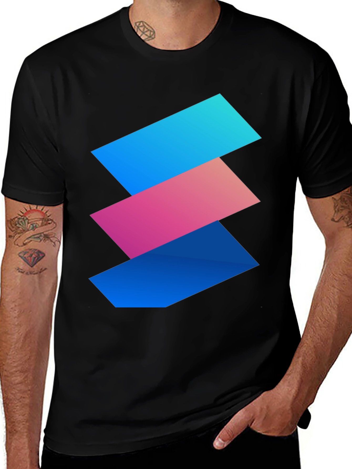 Variant 17 of Modern Geometric Graphic Tee - Black