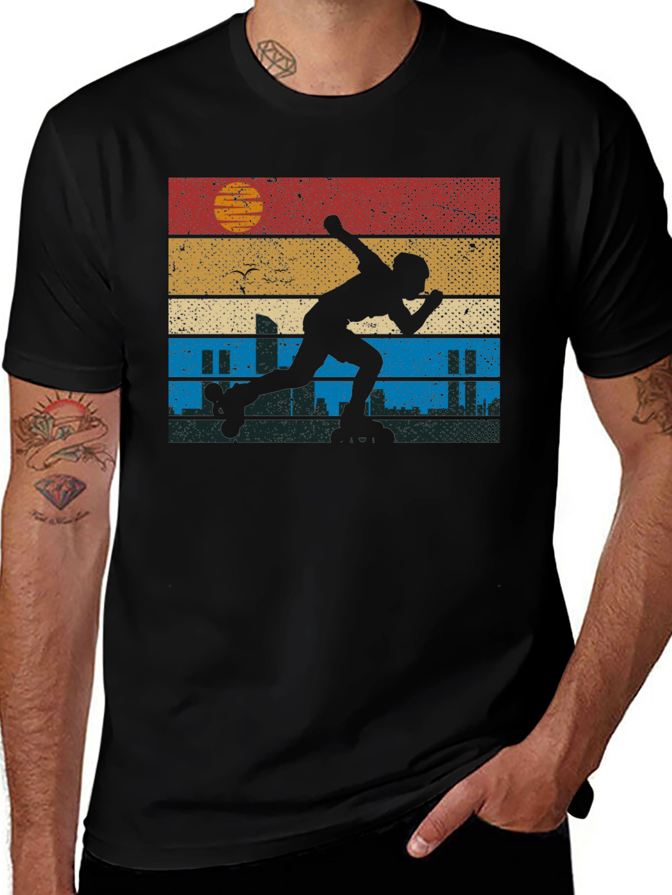 Variant 4 of Retro Roller Skating Sunset T-Shirt