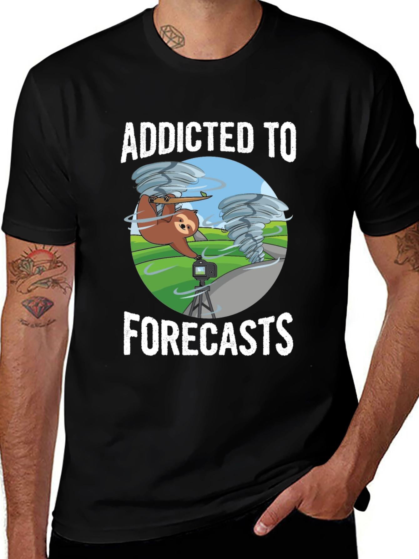 Variant 8 of Addicted to Forecasts Sloth T-Shirt