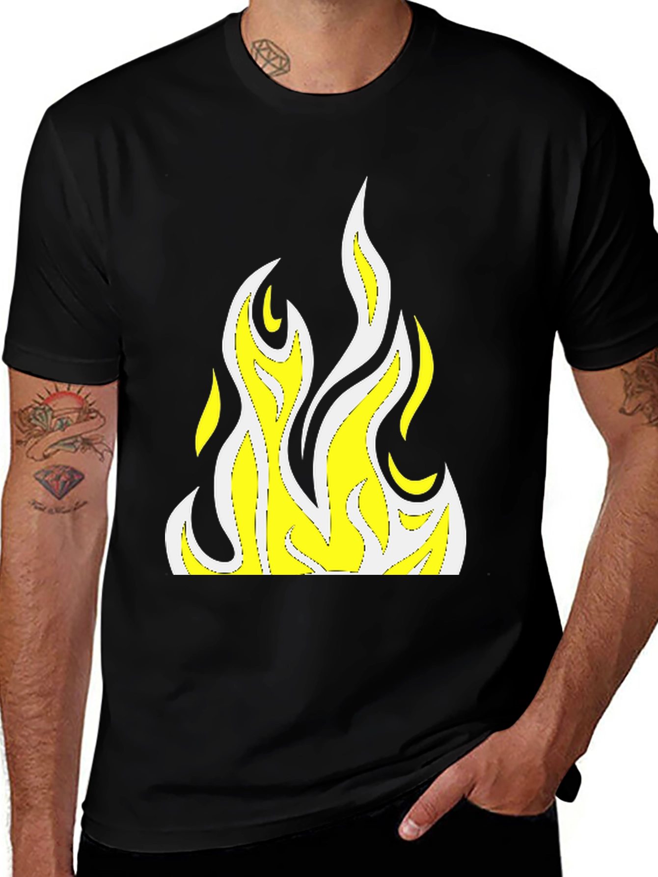 Variant 16 of Black T-Shirt with Flame Graphic