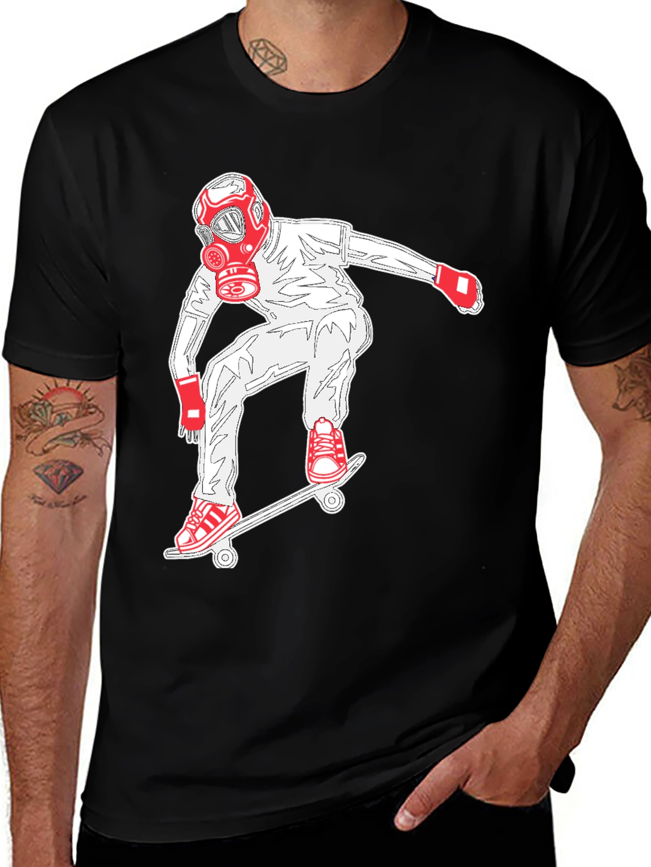 Skateboarding Gas Mask Graphic T-Shirt