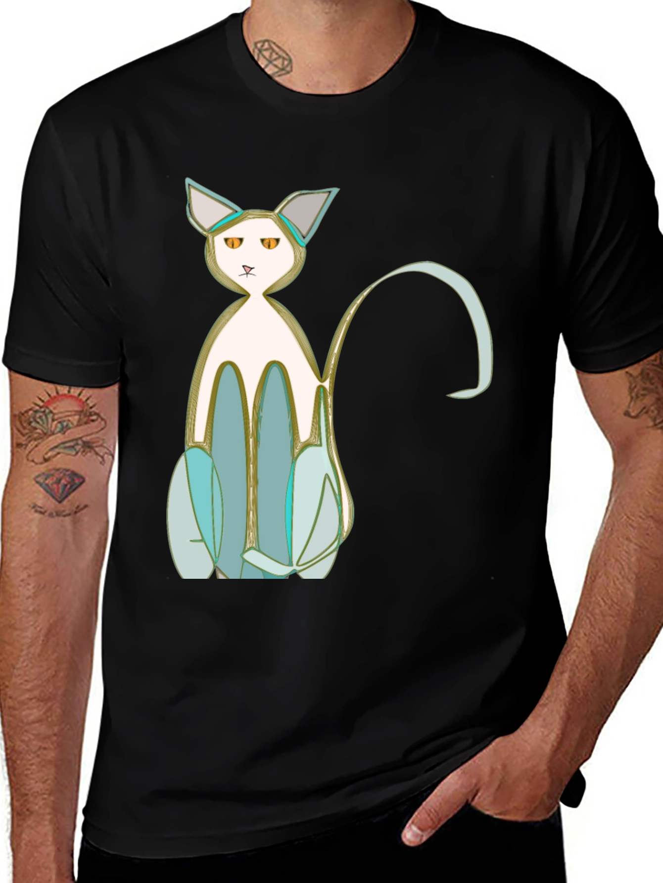 Variant 17 of Unique Cat Graphic Tee - Stylish Black T-Shirt