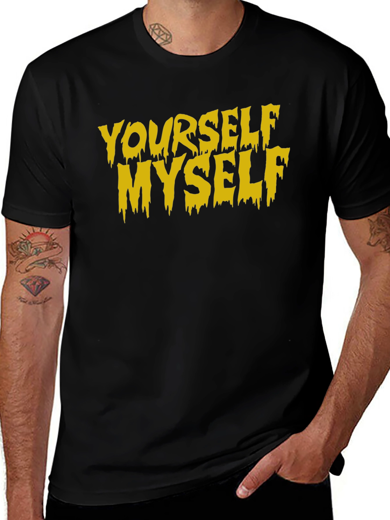 Variant 13 of Yourself Myself Graphic Tee - Black