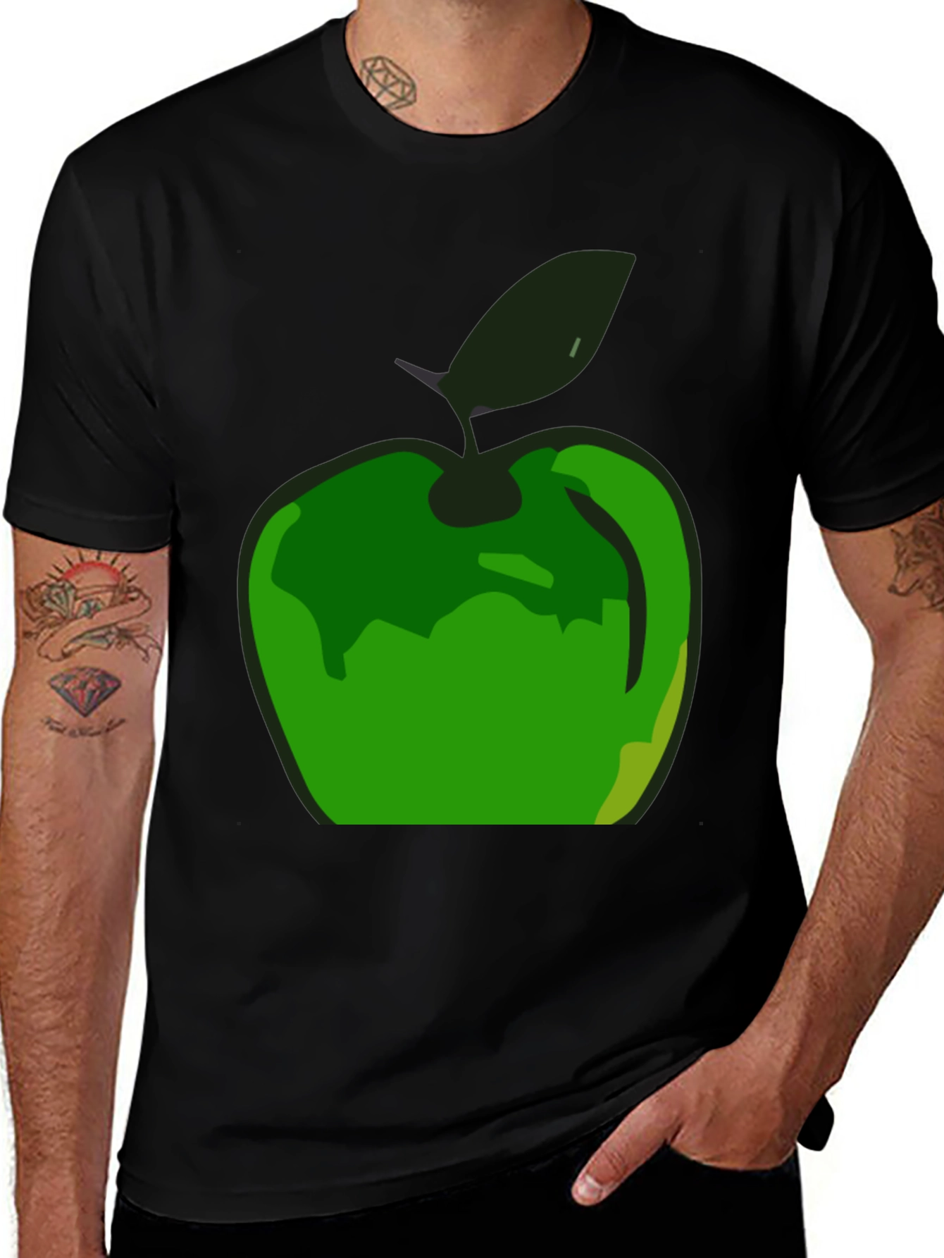 Variant 30 of Green Apple Graphic Tee - Unisex Black T-Shirt