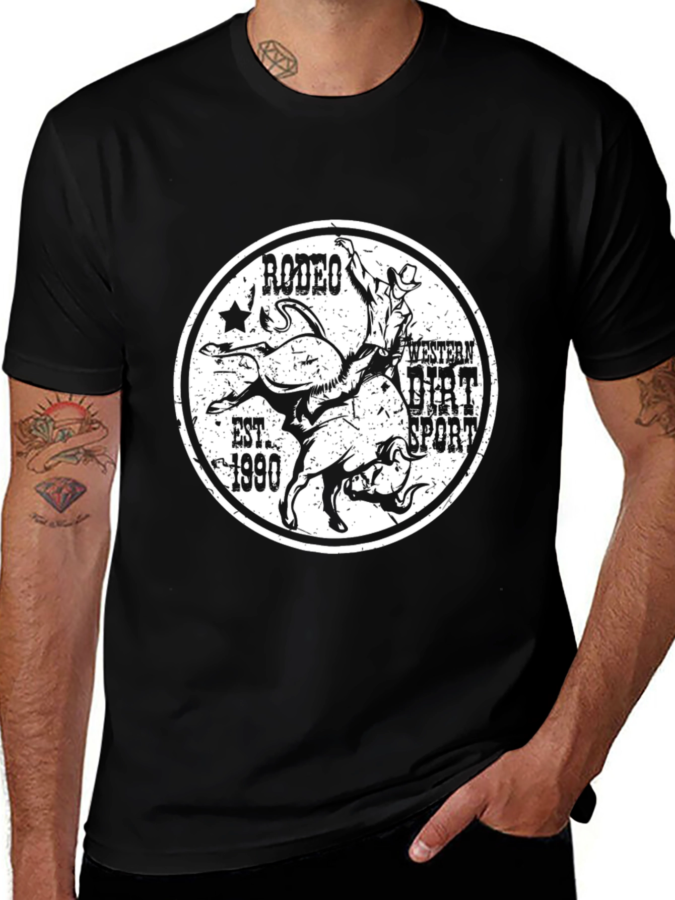 Variant 30 of Rodeo Western Dirt Sport Black T-Shirt