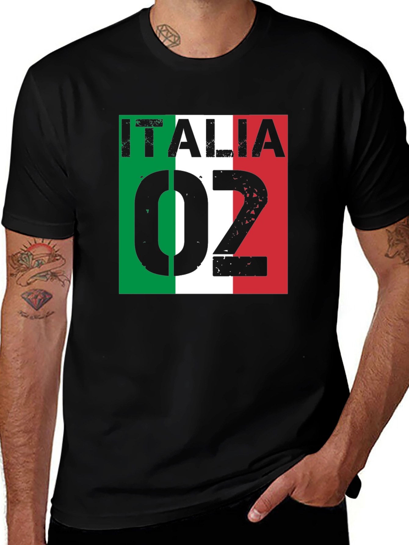 Italia 02 T-Shirt Black Italy Flag Design
