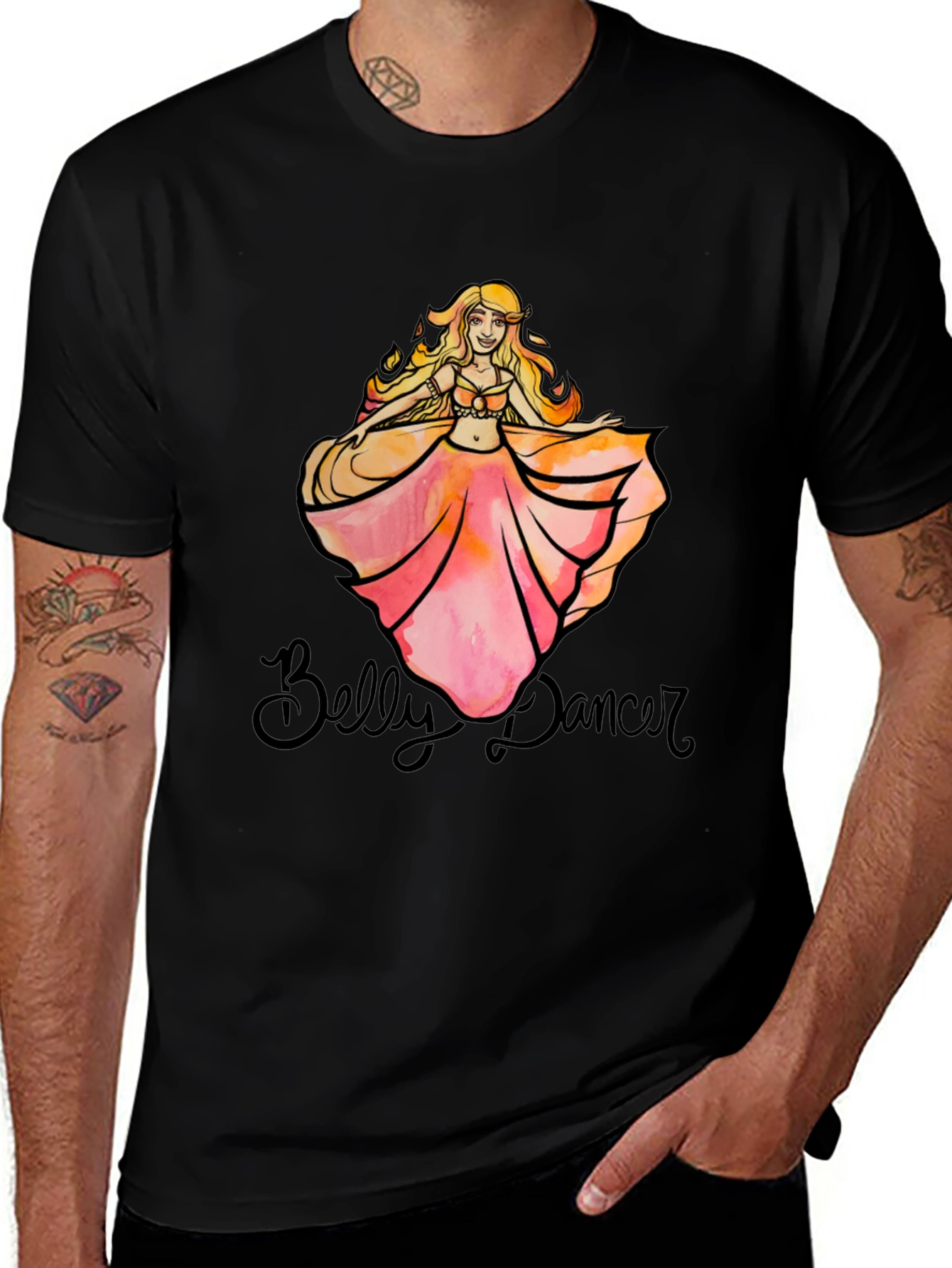 Variant 28 of Belly Dancer T-Shirt - Black Cotton Graphic Tee