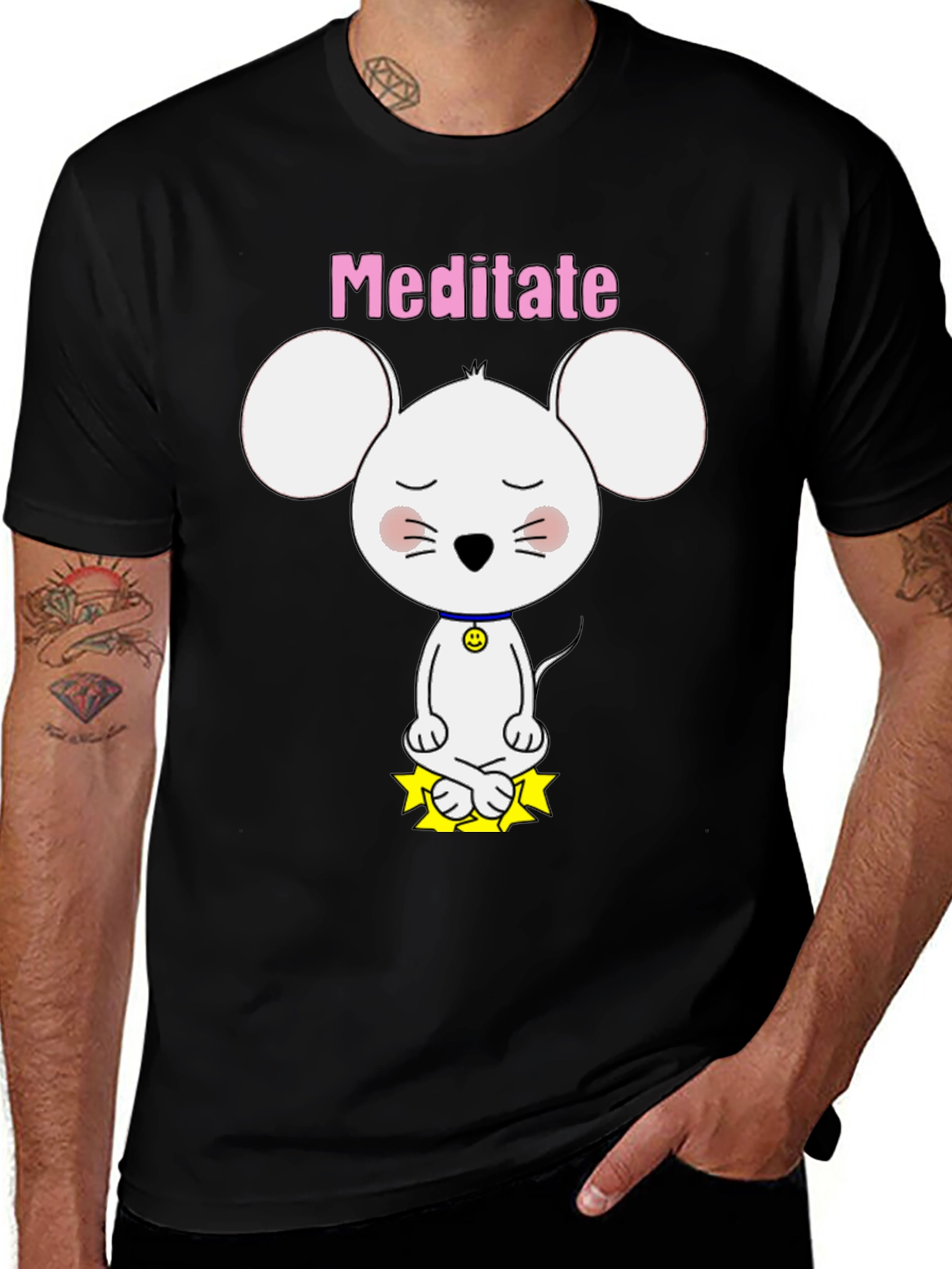 Variant 6 of Meditate Mouse T-Shirt - Cute Yoga Cartoon Tee