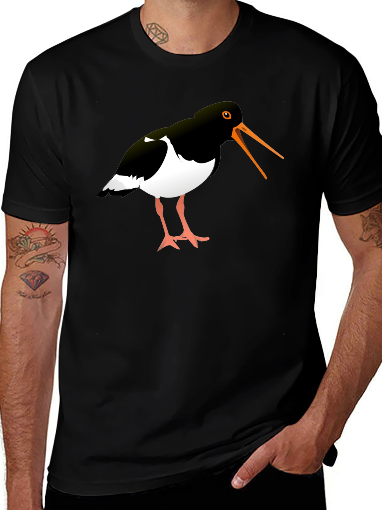 Variant 14 of Oystercatcher Bird Black Graphic Tee Shirt