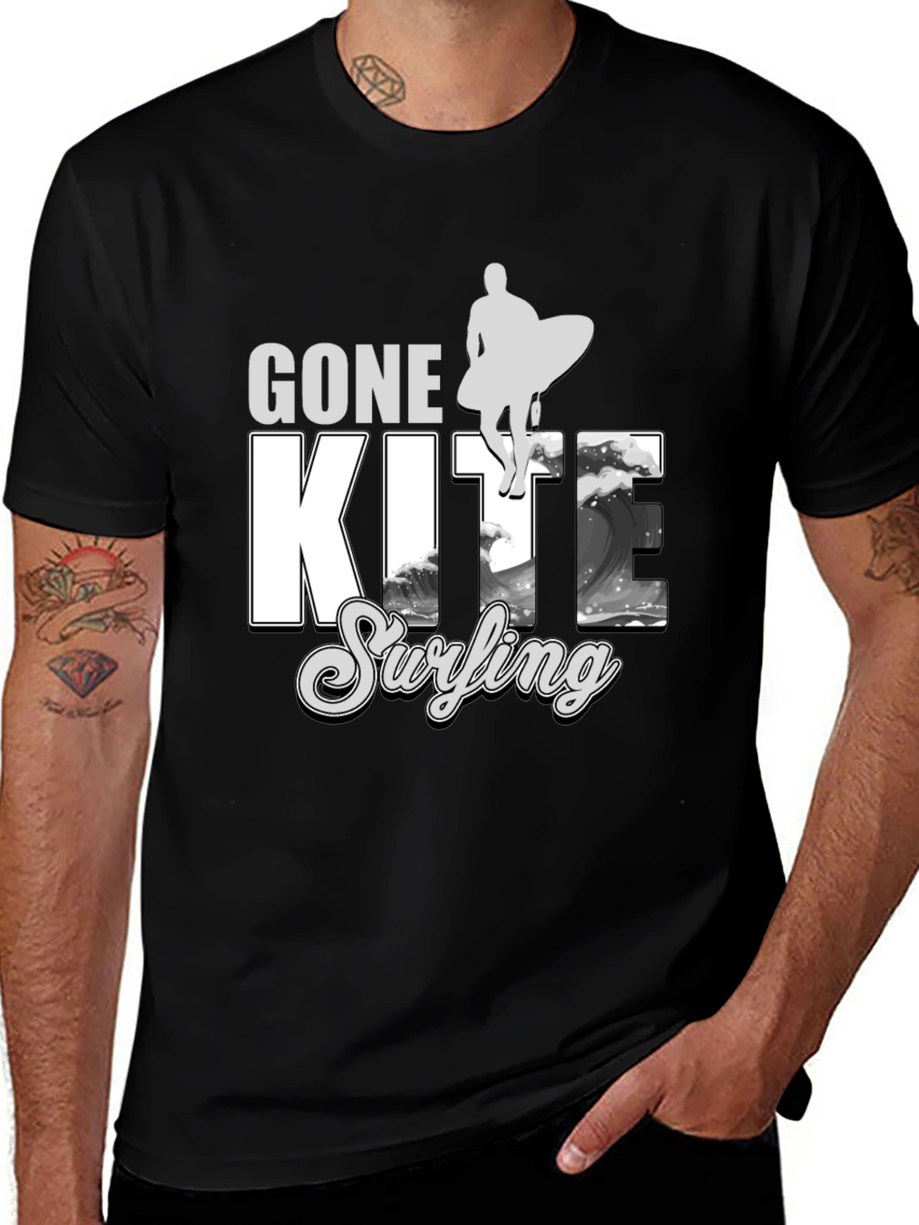 Variant 5 of Gone Kite Surfing Black Graphic Tee