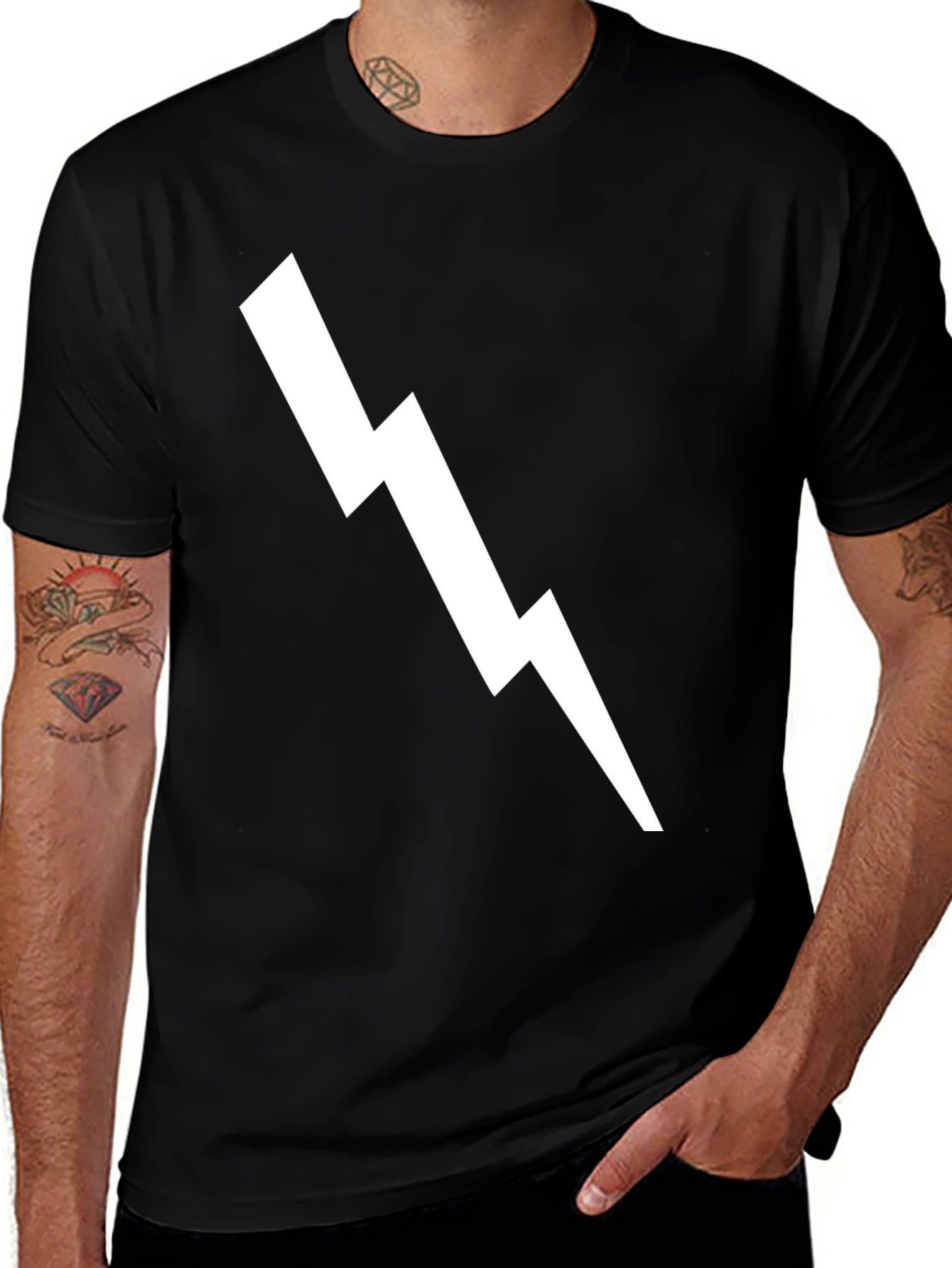 Variant 10 of Black T-Shirt with White Lightning Bolt