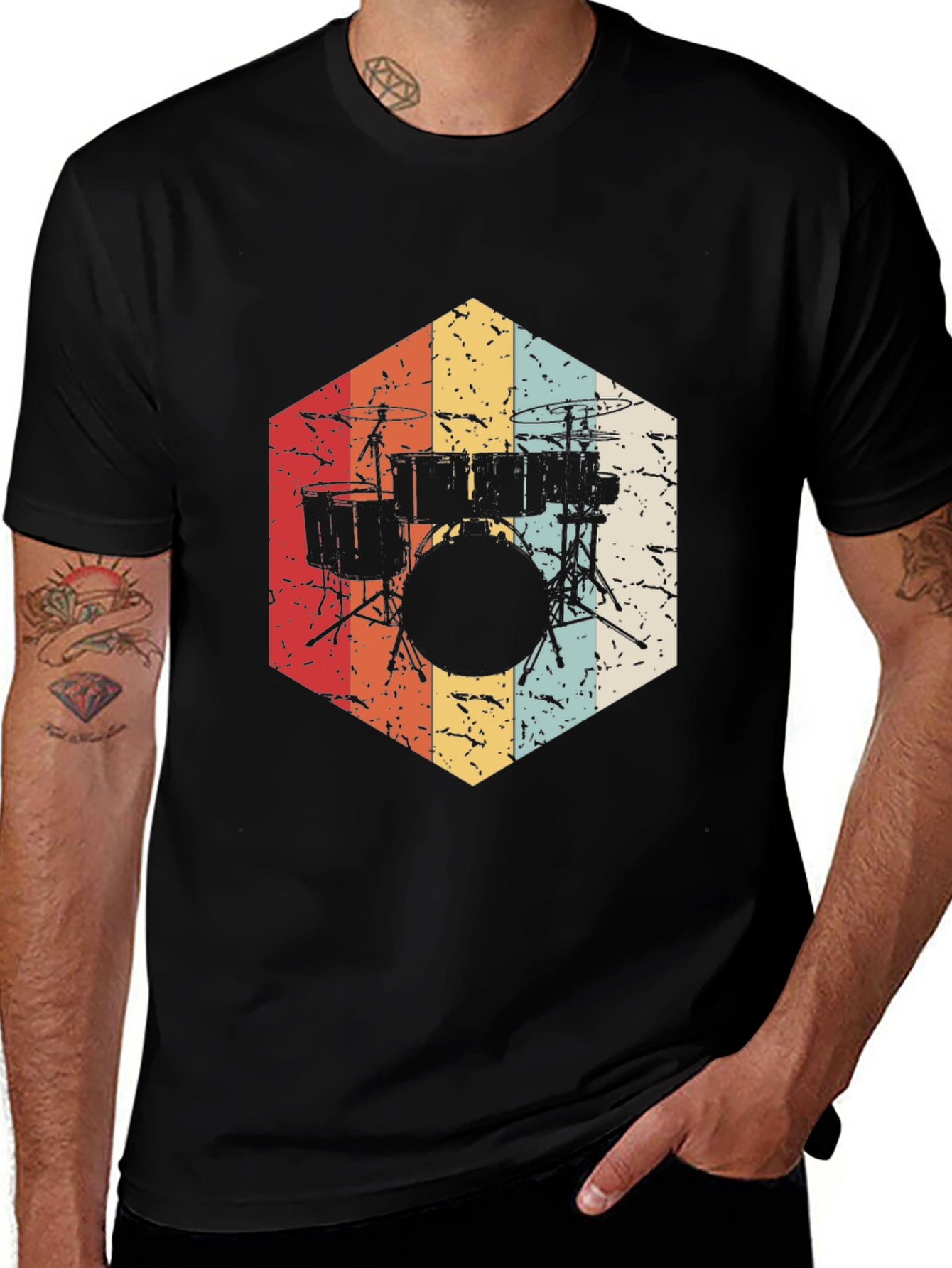 Variant 2 of Vintage Drum Set T-Shirt - Retro Music Tee