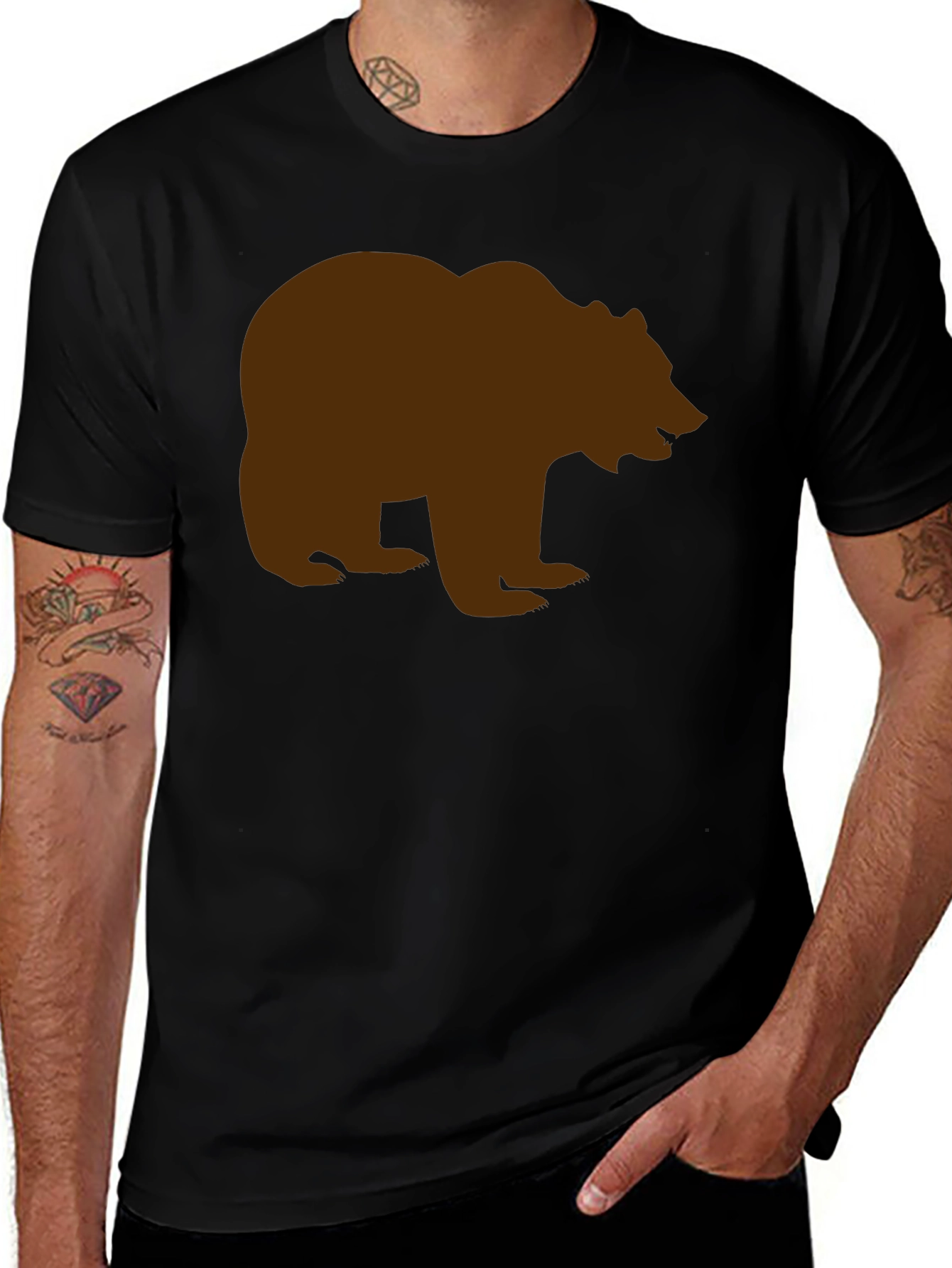 Variant 6 of Bear Silhouette Tee - Black Cotton Graphic T-Shirt