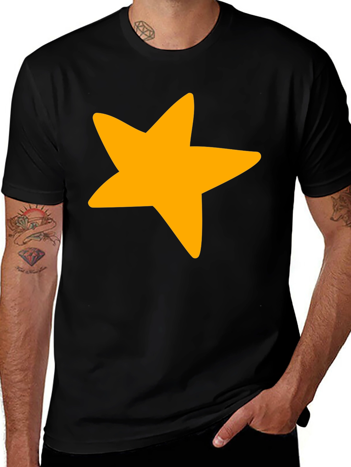 Variant 18 of Bold Star Graphic Tee - Black Cotton Blend