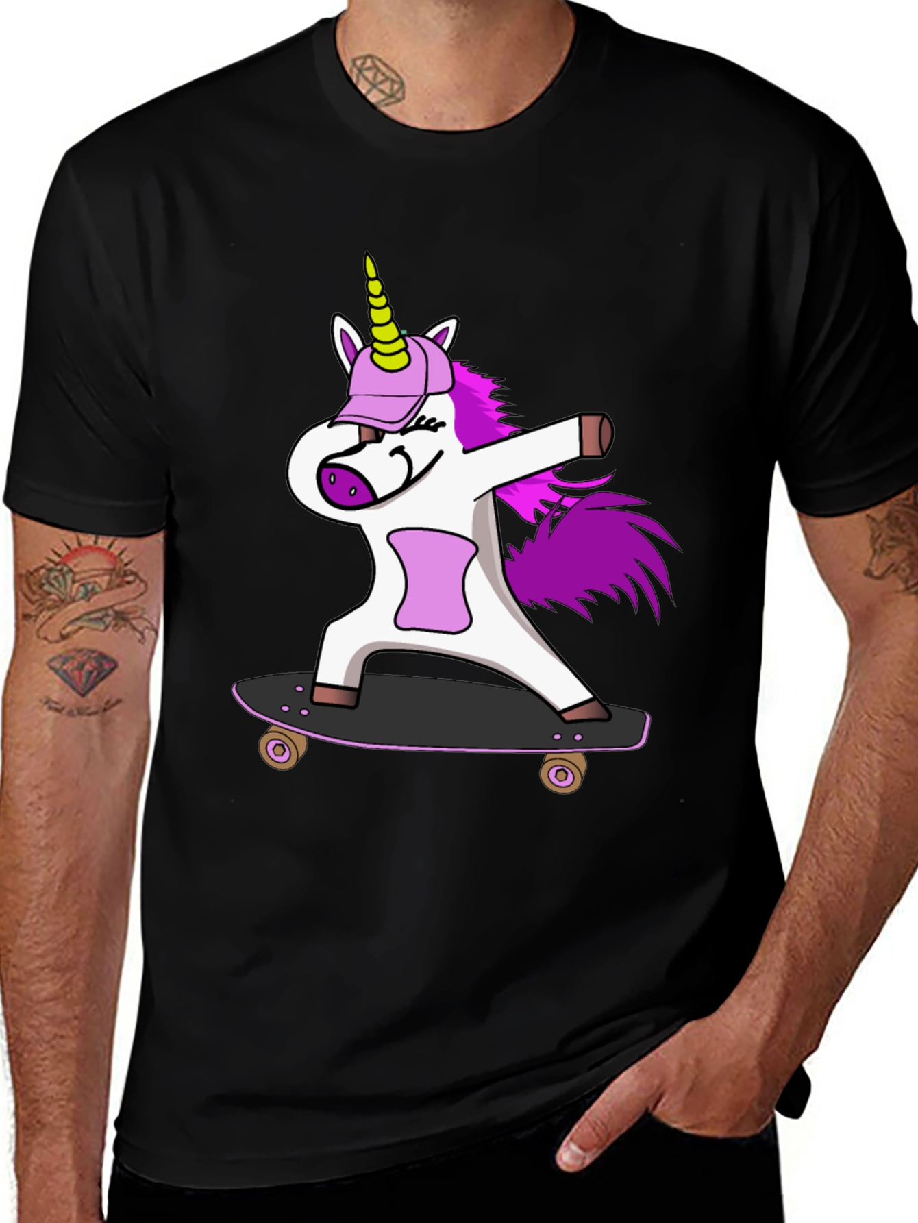 Variant 6 of Unicorn Dab Skateboard T-Shirt - Trendy Graphic Tee