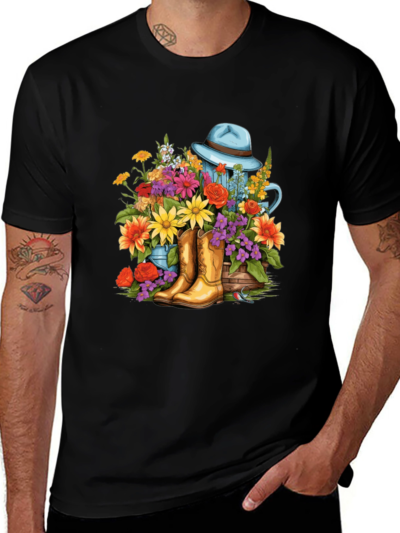 Variant 21 of Cowboy Boots & Floral Garden T-Shirt