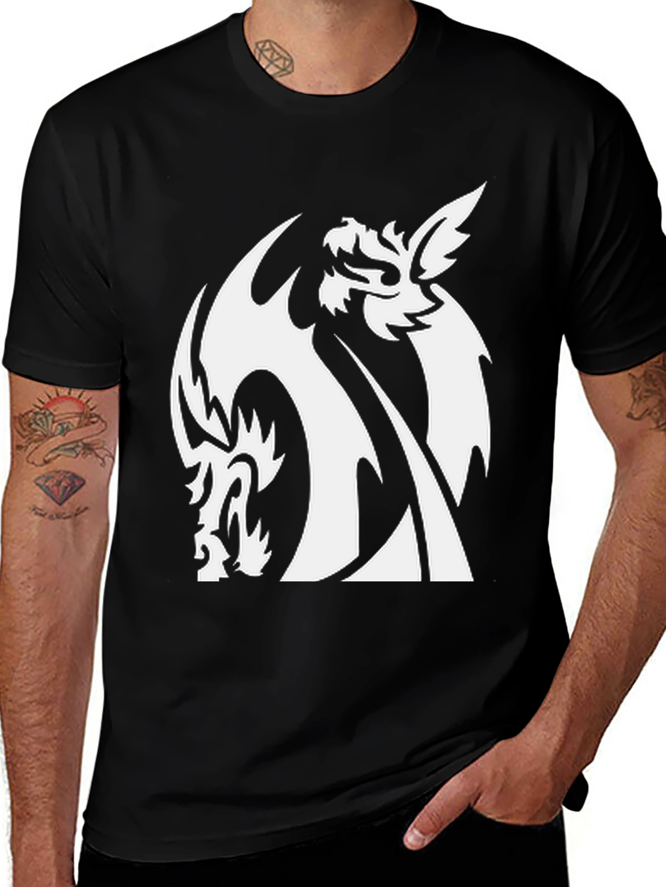 Variant 13 of Dragon Graphic Print Black T-Shirt