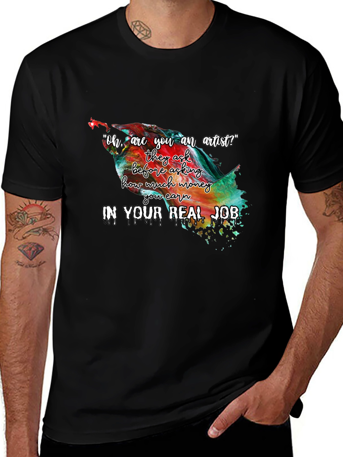 Black Artist Real Job Graphic T-Shirt main image