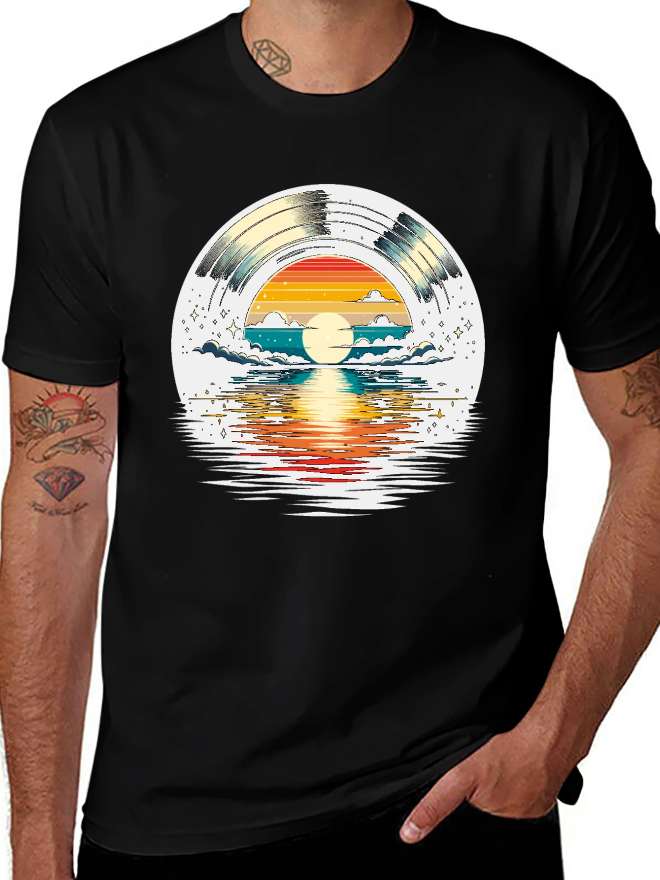 Variant 13 of Sunset Vinyl Graphic Tee - Retro Music Lover's Shirt