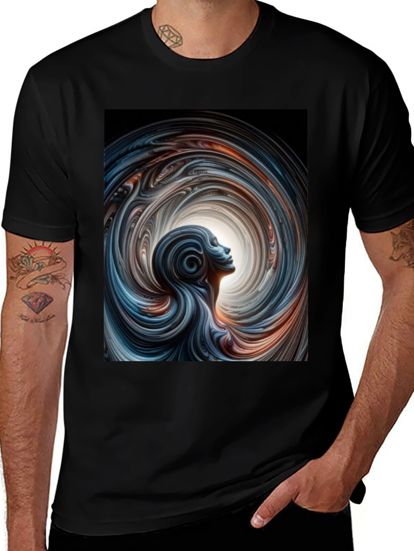 Variant 29 of Abstract Vortex Graphic Black T-Shirt
