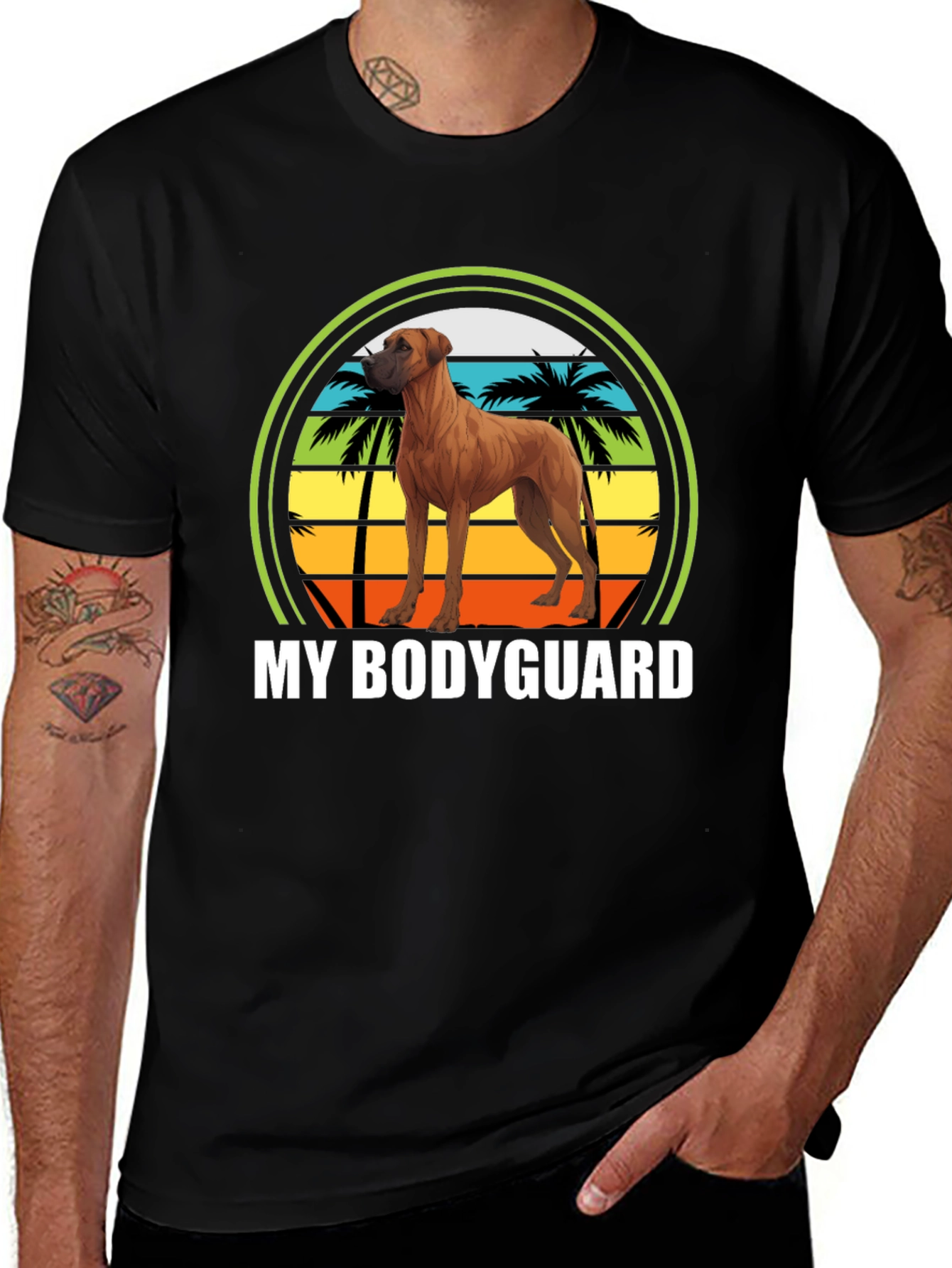 Variant 19 of Rhodesian Ridgeback Bodyguard Graphic Tee