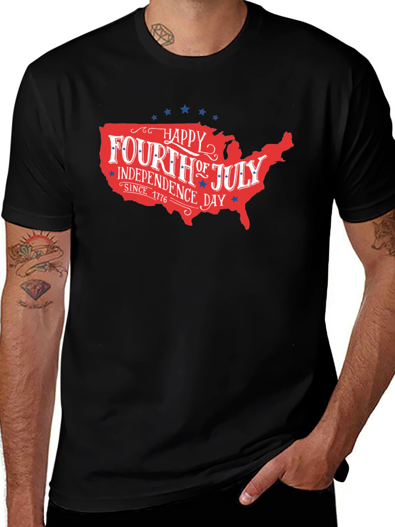 Patriotic Fourth of July USA Map T-Shirt
